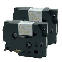 QPMY 2 Pack Compatible for Brother P-Touch Laminated Tze TZ Label Tape Cartridge 24mm x 8m (TZe-154 Gold on Clear)