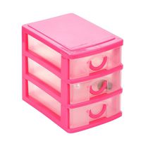 AmyDong Storage Box Drawer Case, Durable Plastic Mini Desktop Drawer Sundries Case Small Objects (M, Pink)