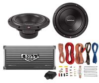 2) Rockford Fosgate R2D4-12 12" 1000W 4-Ohm Car Subs + 1600W 2-Ch Amp + Amp Kit