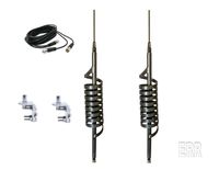 Dual Monkey Made CB Radio Antennas - Medium Shaft - 18ft Dual Coax - Brackets and Stud