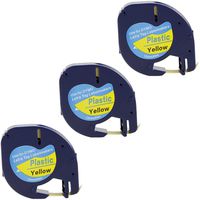 Dymo LetraTag 91332 Label Tape, LaBold 3 Rolls Compatible Dymo LetraTag 91332 (91202 91222 59423 S0721620) Polyester Tape Black on Yellow Direct Thermal Plastic Label Tape 1/2"W x 13'L (12mmx4m)