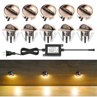 CHNXU Low Voltage LED Deck Lighting Kits with Transformer, 10 Pack IP65 Waterproof Outdoor Recessed Wall Patio Stairs Step Garden Yard Decorations Landscape Lights (Warm White, Bronze)