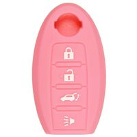 qualitykeylessplus Pink Rubber Case Silicone Protective Cover for Nissan 4 Button Remotes with Free KEYTAG