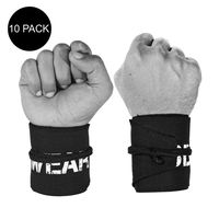 Wrist Wraps for Cross-Training, Fitness, Exercise, Bodybuilding, Olympic Weightlifting - Colors for Men and Women - Once Size Fits All (10 Pack - Black)