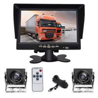 Dual Backup Camera System Kit with DVR, 7" HD Reversing Monitor +2 Rear View 170°Wide Angle Night Vision Waterproof Camera Fit for Trucks/RV/Van/Campers/Vehicles.