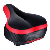 Tonbux Most Comfortable Bicycle Seat, Bike Seat Replacement with Bicycle Taillight Reflective Tape Dual Shock Absorbing Ball Wide Bike Seat Saddle Bicycle Gel Seat with Mounting Wrench - Black/Red