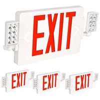Hykolity Ultra Slim Red Exit Sign, 120-277V Double Face LED Combo Emergency Light with Adjustable Two Head and Backup Battery - 4 Pack