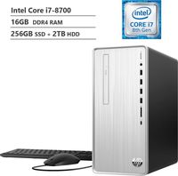2019 HP Pavilion Business Desktop PC, Intel Hexa-Core i7-8700 Processor up to 4.60Ghz, 16GB DDR4 RAM, 256GB SSD + 2TB HDD, DVDRW, HDMI, Wireless-AC, Bluetooth, Multi-Card Reader, Windows 10