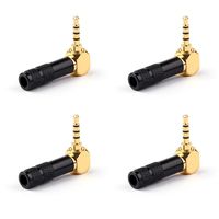 Areyourshop 4PCS 2.5mm 4 Pole TRRS Mini Audio Male Plug Right Angle 90¡ã Connector Blk