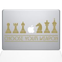 The Decal Guru Chess Weapons MacBook Decal Vinyl Sticker - 15" MacBook Pro (2016 & Newer) - Gold (1277-MAC-15X-G)