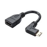 Mini HDMI to HDMI Cable, CableCreation 0.5ft 90 Degree Left Angle Mini-HDMI Male to HDMI Female Adapter,Support 1080P Full HD,3D,for Camera,Camcorder,Graphics Card,Laptop,Tablet,HDTV,Projector,Black