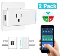 MoKo WiFi Smart Plug, 2 Pack Smart Outlet with 2 USB Ports, Work with Alexa Echo,Google Home & IFTTT for Voice Control/Remote Control, Timer Function, 10A Only Supports 2.4GHz Network, No Hub, White
