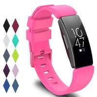 KingAcc Compatible Fitbit Inspire Bands, Soft Silicone Replacement Band for Fitbit Inspire,Inspire HR, with Metal Buckle Wristband Strap Women Men (1-Pack, Pink, Small)