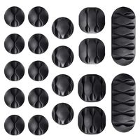20 Pack Black Viaky Cable Clips Desk Cord Organizing Wire Holder System Adhesive Cord Hooks - Home and Office, Self Adhesive Cord Holders Desk Cable Organizer