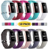Hamile Bands Compatible for Fitbit Charge 3, (10 Pack) Silicone Sport Strap Replacement Watch Band Wristband for Fitbit Charge 3 and Charge 3 SE, for Women Men