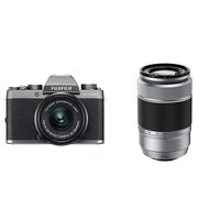 Fujifilm X-T100 Mirrorless Digital Camera w/XC15-45mmF3.5-5.6 OIS PZ Lens - Dark Silver + Fujinon XC50-230mmF4.5-6.7 OIS II Silver