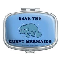 Save The Curvy Mermaids Manatee Funny Humor Rectangle Pill Case Trinket Gift Box