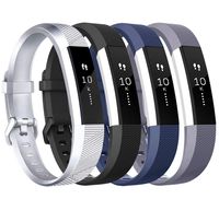 Tobfit Compatible with Alta Bands, 4 Pack, Soft TPU Classic Accessories Replacement Bands Compatible with Alta HR/Ace, Small Large (Large, Black/Blue/Gray/Silver)