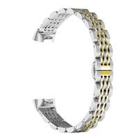 ImmSss Metal Replacement Bands Compatible for Fitbit Charge 3 and Charge 3 SE Fitness Activity Tracker, Stainless Steel Jewelry Bracelet Strap for Women Men (Gold)