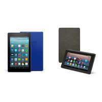 Fire 7 Tablet (16 GB, Marine Blue, With Special Offers) + Amazon Standing Case (Charcoal Black)