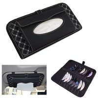 Pesp CD Visor Organizer,Car Auto Sun Visor Tissue Box Holder, CD/DVD Holder Visor with Tissue Holder for Car,16 CD/DVD Slots Stored (White Line)