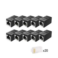 CAIVOV RJ45 Coupler,Ethernet Adapter,Ethernet Cable Extender Adapter for Cat7 Cat6 Cat5e Cat5, LAN Connector in Line Coupler Female to Female (Black) (10Pack)