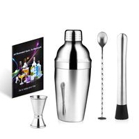 Cocktail Shaker Set 4 Piece, 18oz Stainless Steel Bartender Kit Professional Martini Mixing Bartending Kit Combination, Home Stylish Bar Tool Set with Cocktail Recipes Booklet