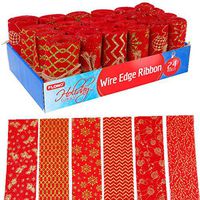 FLOMO Christmas Red Faux Burlap Glitter Pattern Fabric Roll