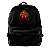 WUHONZS Canvas Backpack Fire Demon Calcifer Howls Moving Castle Rucksack Gym Hiking Laptop Shoulder Bag Daypack for Men Women