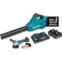 Makita XBU02PTX1 18V X2 (36V) LXT Lithium-Ion Cordless (5.0Ah) and Brushless Blower Kit and Angle Grinder