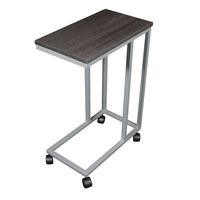 The Austin C Table/End Table/Laptop Stand, Zebra Wood Finish Laminate Top/Silver Base with Casters
