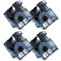 Label KINGDOM Compatible with DYMO 18445 Rhino Industrial Permanent Vinyl Label Tapes 19mm, Black on White, 3/4 Inch x 18 Feet, Use for DYMO LabelWriter and Rhino 4200 5200 5000 6000, 4-Pack