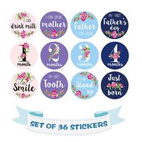 36 Pack Baby Monthly Milestone Stickers,Holiday Stickers,Newborn's First Year Month Stickers,Baby Shower Gift for Girl (Floral)