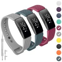 GVFM Compatible with Fitbit Inspire/Inspire HR Bands, Adjustable Soft Silicone Bracelet Accessories Sport Strap for Women Men Wristbands (Large: 6.7-8.1 inch, 3-Wine,Gray and Slate)