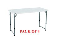 LIFETIME 4428 Height Adjustable Craft Camping and Utility Folding Table, 4 ft, 4'/48 x 24, White Granite (White Granite, 4-Pack)