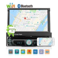 UNITOPSCI Android 8.0 Car Stereo - in-Dash GPS Navigation, Single DIN, Bluetooth, DVD/MP5/USB/SD/AUX/AM/FM Receiver, Motorized 7" Touchscreen, Detachable Front Panel