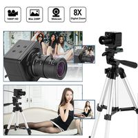 Live Broadcast Video Recording Camera with Bracket,Unine Full HD 1080P Camcorder with 5 Million Autofocus,Expansion Tripod for Video Conference, Network Teaching, Video Recording, Photography