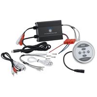 Waterproof Bluetooth Marine Amplifier Receiver - Weatherproof 2 Channel Wireless Amp for Stereo Speaker with 600 Watt Power, Wired RCA, AUX and MP3 Audio Input Cable - Pyle PLMRMBT5B (Black)