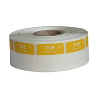 Day of The Week Rotation Label Trilingual1 x 1 Inch Dissolvable Label (Roll of 1000) (Tuesday)