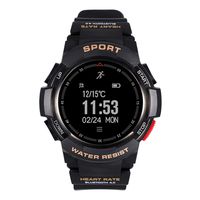 F6 Bluetooth Smart Watch IP68 Waterproof Sport Tracker Watch Outdoor Style Touchscreen with Pedometer, Message Push, Sleep Monitor, Heart Rate, Alarm Clock and Stopwatch (Black + Black)