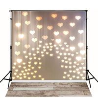 MEHOFOTO 5x7ft Newborn Photography Backdrops Wood Floor Lighting Love Heart Photo Background for Valentine's Day Studio Props