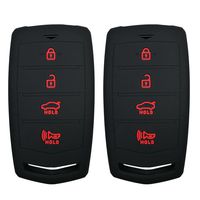 Coolbestda 2Pcs Silicone 4 Buttons Smart Key Fob Protector Remote Skin Cover Case Keyless Jacket for 2017 2018 Hyundai Genesis G80 G90 Black
