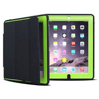 IPad mini case,ipad mini 2 case,ipad mini 3 case,FlyBrid [Armor Series] Heavy Duty Shockproof Drop Resistance Rugged Silicone and Built-in Kickstand for Apple iPad mini 1/2/3 (Black-green)