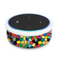 Fintie Protective Case for Amazon Echo Dot (Fits All-New Echo Dot 2nd Generation) - Premium Vegan Leather Sleeve Cover Plush Lined Holder Stand (Upgraded Edition) Stained Glass (SAAD027US-AD)