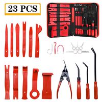 Trim Removal Tool, AMDRFO 23Pcs Car Panel Door Audio Trim Removal Tool Kit, Auto Clip Pliers Fastener trim Removal Tool Set with Storage Bag (Red)