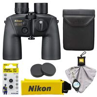 Nikon 16026 7x50 CF WP OceanPro Binoculars Golden Compass, Waterproof Bundle with Nikon Microfiber Cloth and Lumintrail Keychain Light