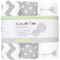 Changing Pad Cover Set | Cradle Bassinet Sheets/Change Table Covers for Boys & Girls | Super Soft 100% Jersey Knit Cotton | Grey and White | 150 GSM | 3 Pack (Changing Pad Covers)