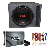 Boss Chaos Exxtreme 12" 1200W 4 Ohm Subwoofer w/Vented Box, Amplifier & Wiring