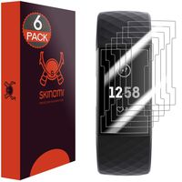 Skinomi TechSkin [6-Pack] (Charger Friendly) Clear Screen Protector for Fitbit Charge 3 [Design 2] [Full Coverage] Anti-Bubble HD TPU Film