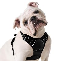 Eagloo Dog Harness No Pull, Walking Pet Harness with 2 Metal Rings and Handle Adjustable Reflective Breathable Oxford Soft Vest Easy Control Front Clip Harness Outdoor for X-Large Dogs Black